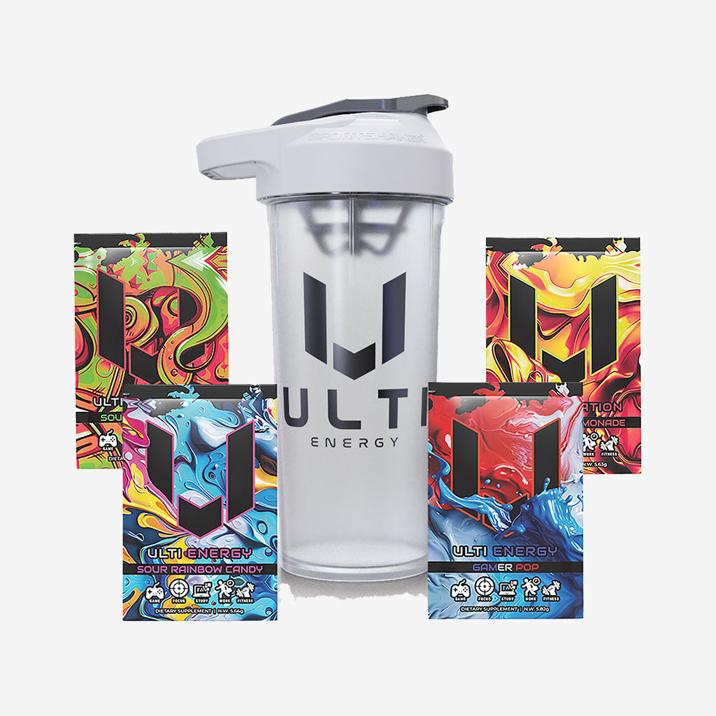 ULTI Energy single serve packets, gaming energy drink powder on the go, 220mg natural caffeine