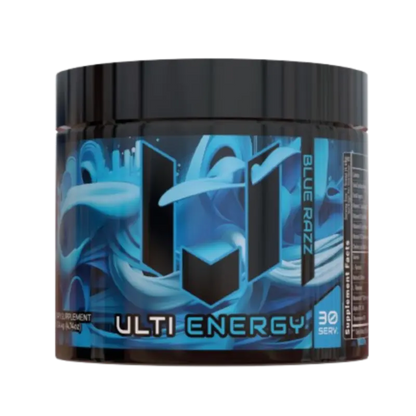 ULTI Energy Blue Razz - 220mg caffeine, no sugar, gaming energy drink powder, 30 servings