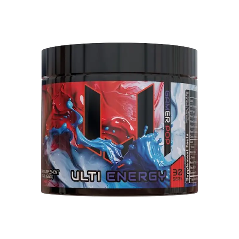 ULTI Energy Gamer Pop, 220mg natural caffeine, no sugar, gaming energy drink powder for gamers, 30 servings