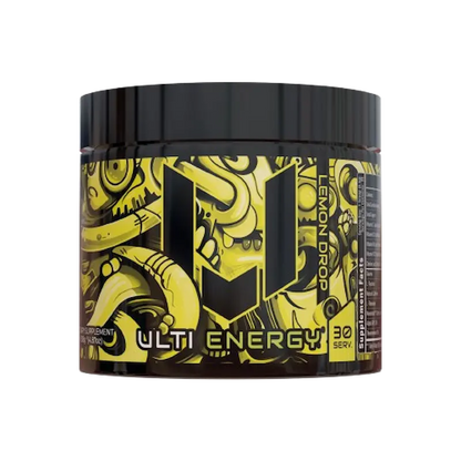 ULTI Energy Lemon Drop, 220mg natural caffeine, no sugar, clean focus gaming energy drink, 30 servings