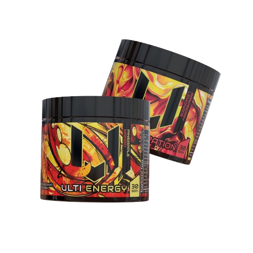 ULTI Hydrate and Power Up Duo — 220mg caffeine energy tub plus zero caffeine hydration tub bundle
