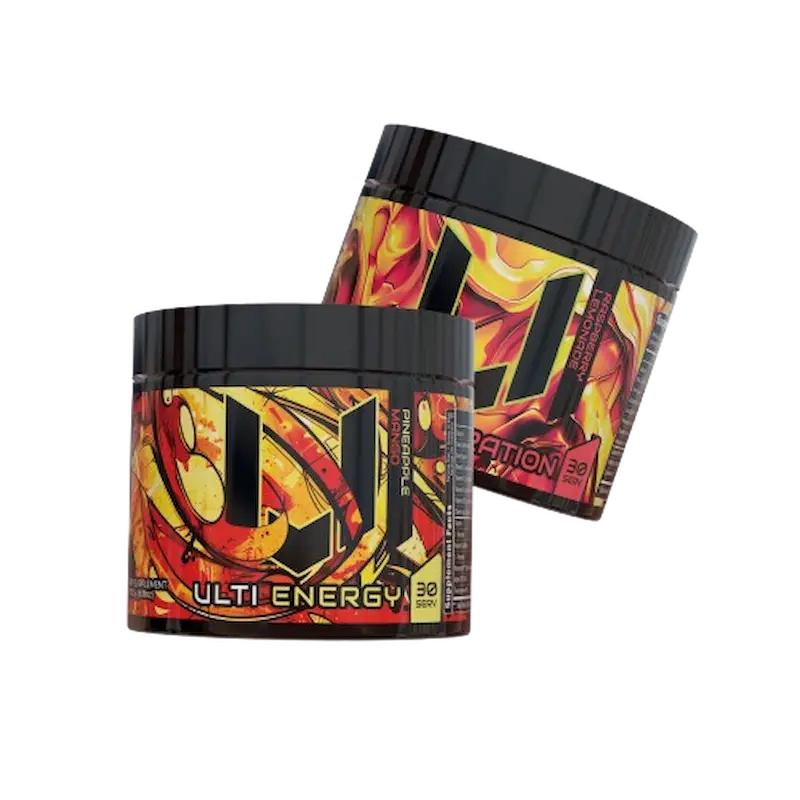 ULTI Hydrate and Power Up Duo — 220mg caffeine energy tub plus zero caffeine hydration tub bundle