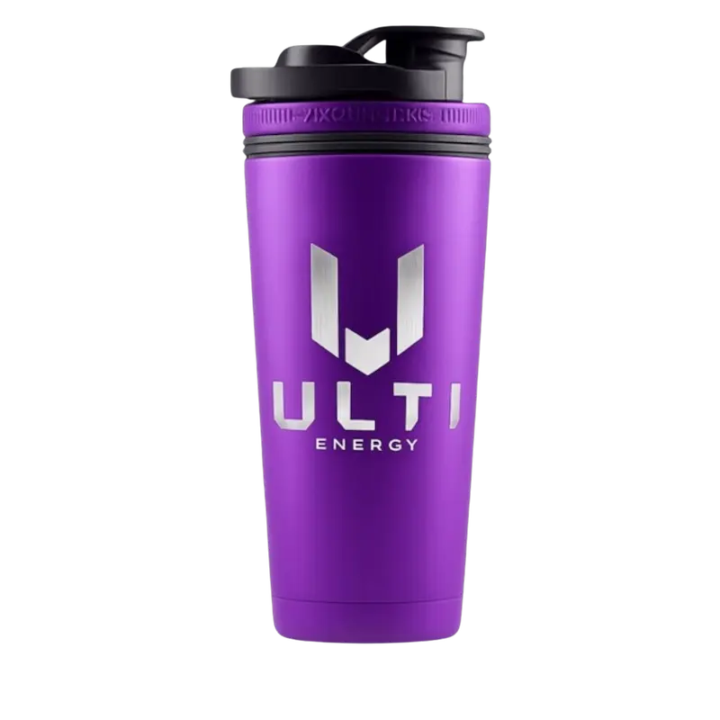 ULTI x IceShaker Purple 26oz premium stainless steel gaming shaker bottle — insulated, leak proof