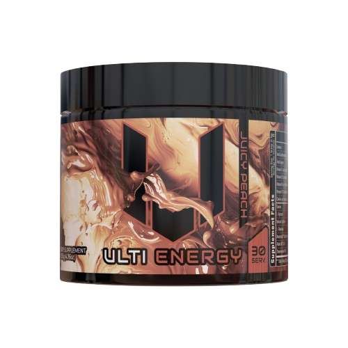 ULTI Energy Juicy Peach, 220mg natural caffeine, no sugar, gaming energy drink powder, 30 servings