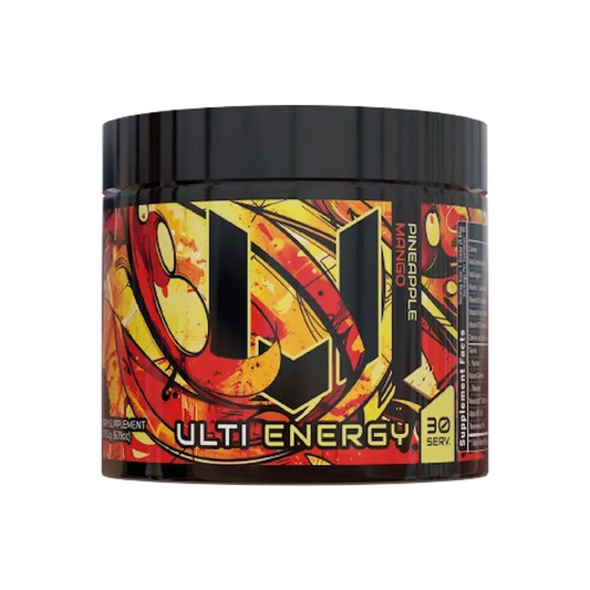 ULTI Energy Pineapple Mango, 220mg natural caffeine, no sugar, gaming energy drink powder, 30 servings