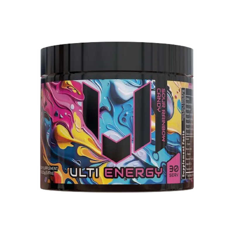 ULTI Energy Sour Rainbow Candy, 220mg natural caffeine, no sugar, gaming energy drink powder, 30 servings