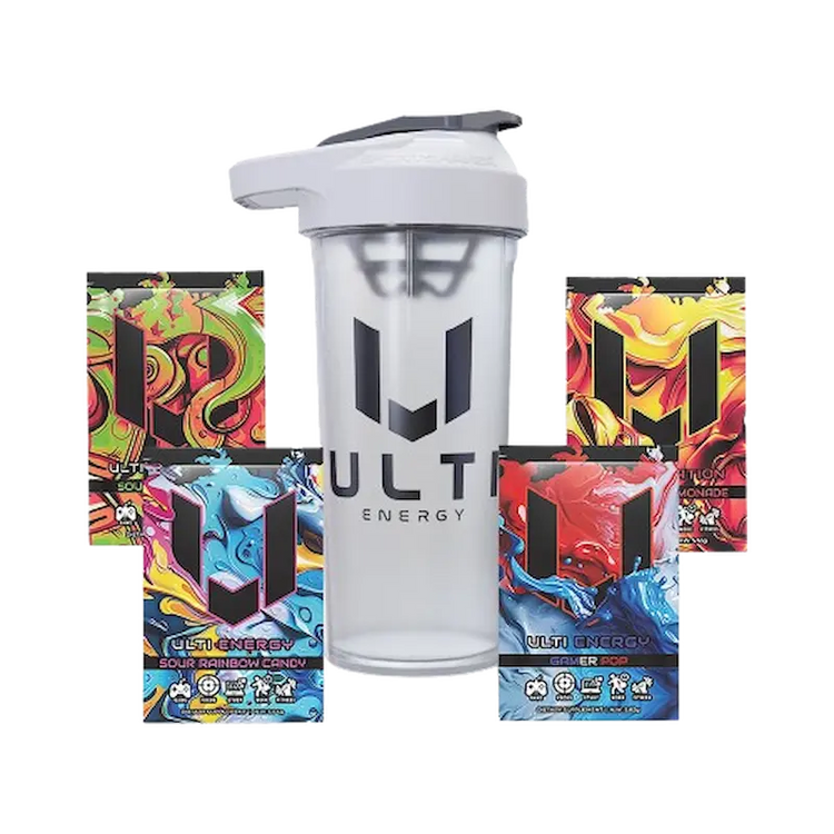 ULTI Energy Starter Kit — shaker bottle plus sample singles, gaming energy and hydration bundle