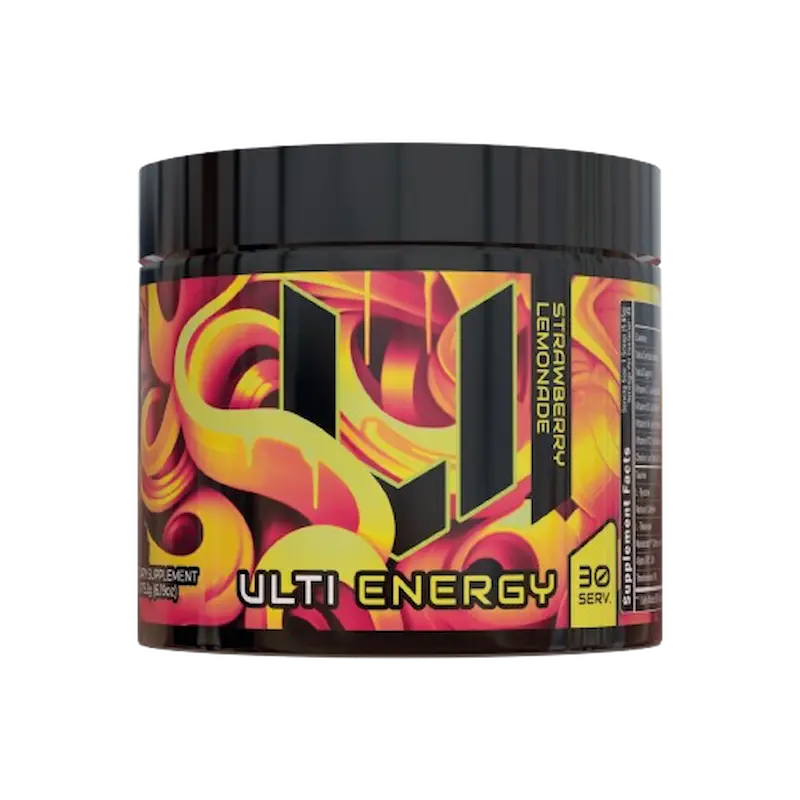 ULTI Energy Strawberry Lemonade, 220mg natural caffeine, no sugar, gaming energy drink powder, 30 servings