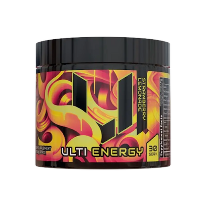 ULTI Energy Strawberry Lemonade, 220mg natural caffeine, no sugar, gaming energy drink powder, 30 servings