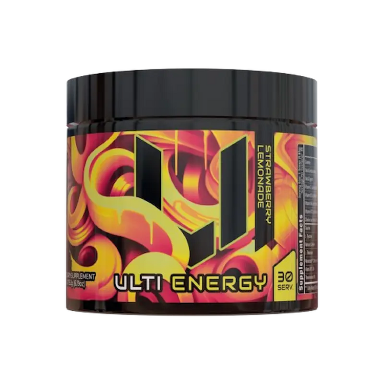 ULTI Energy Strawberry Lemonade, 220mg natural caffeine, no sugar, gaming energy drink powder, 30 servings