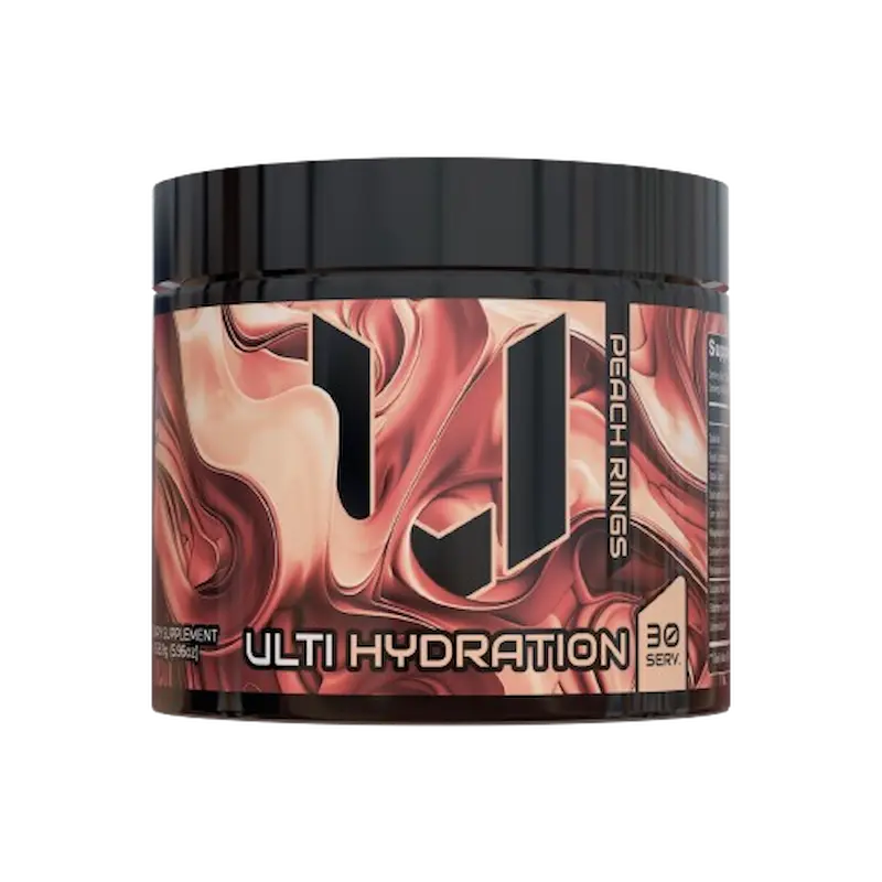 ULTI Hydration Peach Rings — zero caffeine electrolyte drink with coconut water, magnesium, and potassium, 30 servings