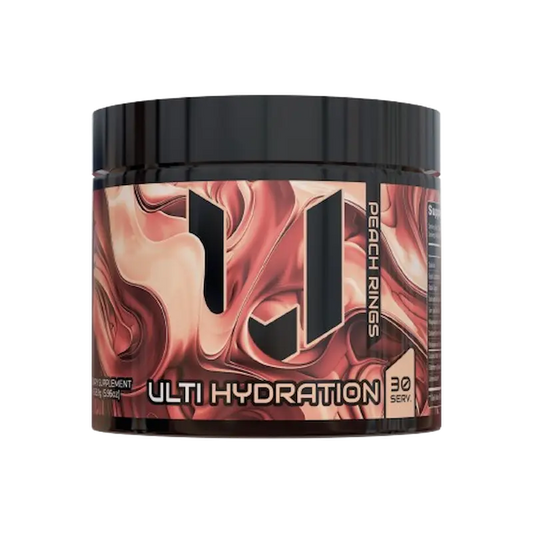 ULTI Hydration Peach Rings — zero caffeine electrolyte drink with coconut water, magnesium, and potassium, 30 servings