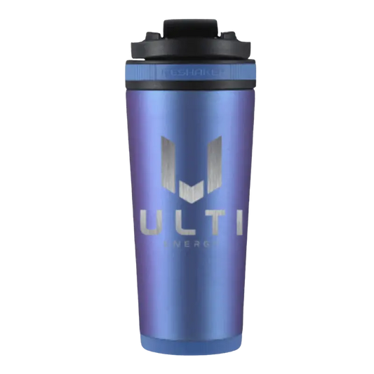 ULTI x IceShaker Wisteria 26oz premium stainless steel gaming shaker bottle — insulated, leak proof