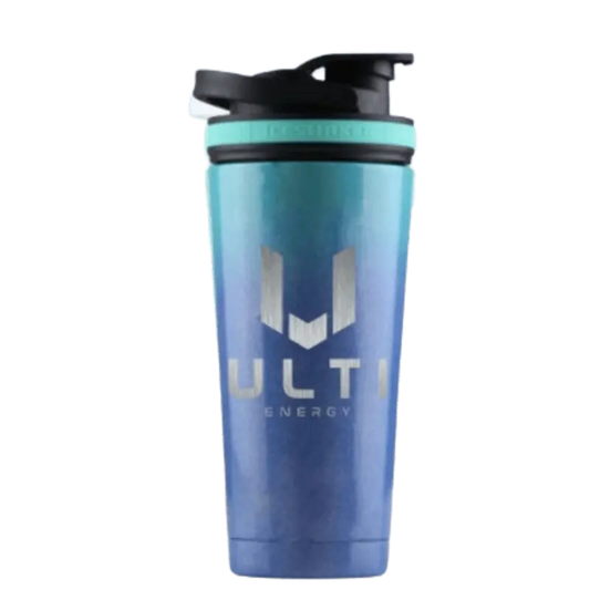 ULTI x IceShaker Ocean Breeze 26oz premium stainless steel gaming shaker bottle — insulated, leak proof